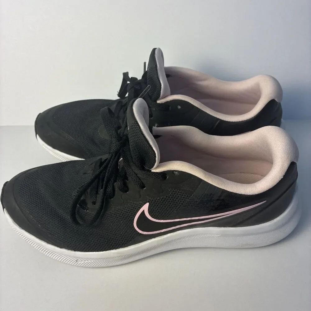 Size 6.5Y- Nike Starrunner Running Shoes Big Kid Lace Up Sneaker,Black/Pink 24.5